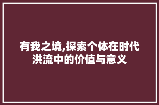 有我之境,探索个体在时代洪流中的价值与意义