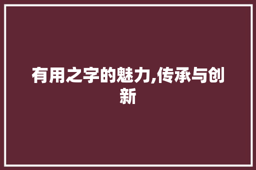 有用之字的魅力,传承与创新 个人简历