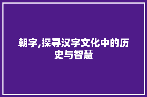 朝字,探寻汉字文化中的历史与智慧