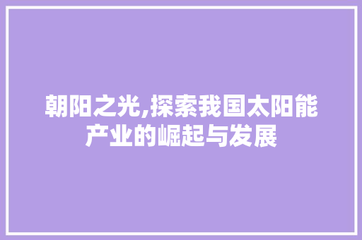 朝阳之光,探索我国太阳能产业的崛起与发展