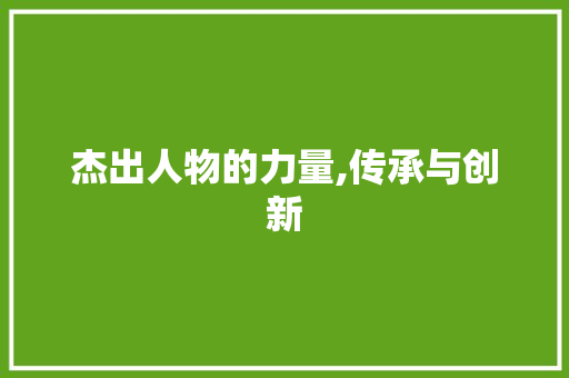杰出人物的力量,传承与创新 个人简历