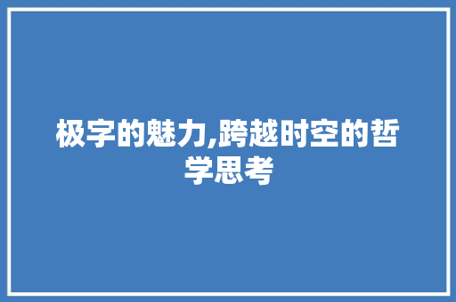 极字的魅力,跨越时空的哲学思考