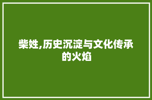 柴姓,历史沉淀与文化传承的火焰