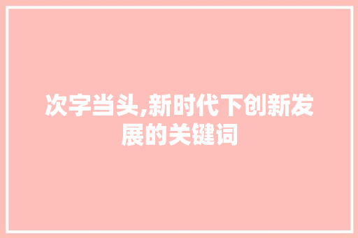 次字当头,新时代下创新发展的关键词