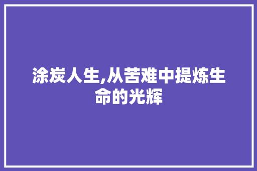 涂炭人生,从苦难中提炼生命的光辉