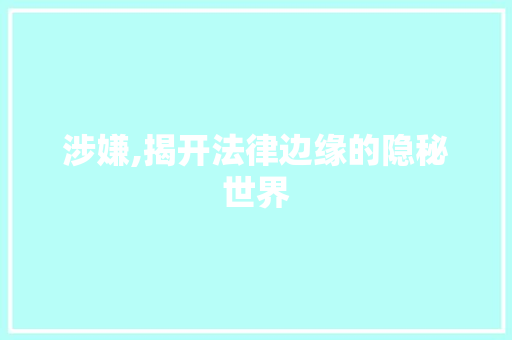 涉嫌,揭开法律边缘的隐秘世界