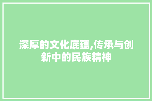 深厚的文化底蕴,传承与创新中的民族精神