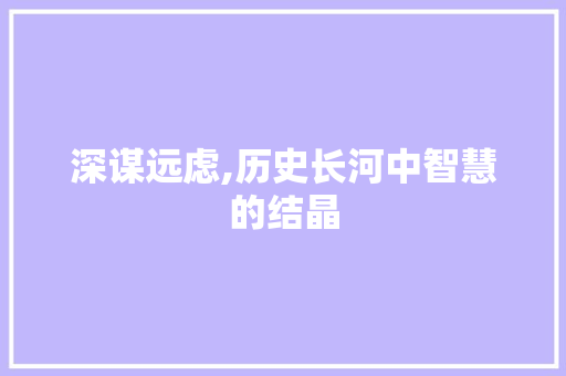 深谋远虑,历史长河中智慧的结晶