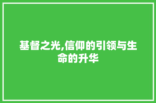 基督之光,信仰的引领与生命的升华