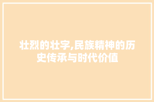 壮烈的壮字,民族精神的历史传承与时代价值 个人简历