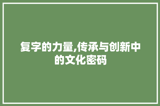 复字的力量,传承与创新中的文化密码