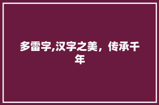 多雷字,汉字之美，传承千年