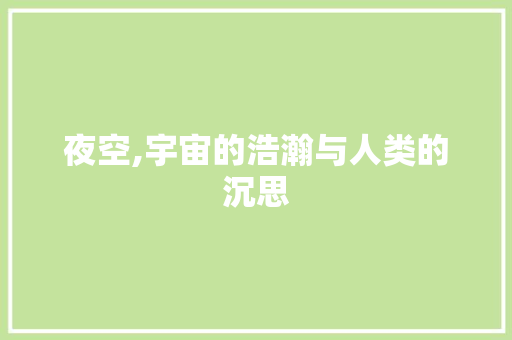 夜空,宇宙的浩瀚与人类的沉思