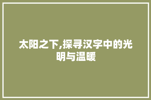 太阳之下,探寻汉字中的光明与温暖