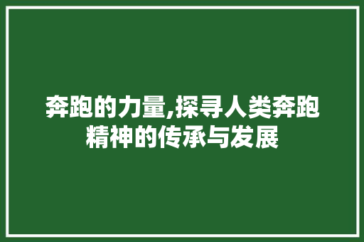 奔跑的力量,探寻人类奔跑精神的传承与发展 演讲稿