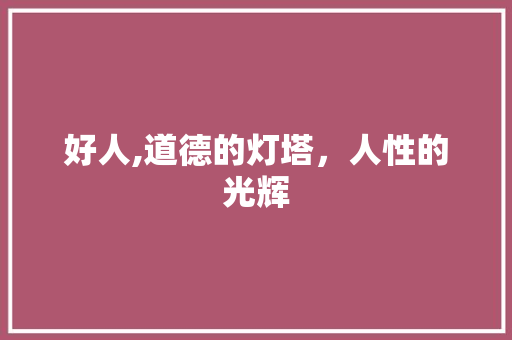 好人,道德的灯塔，人性的光辉