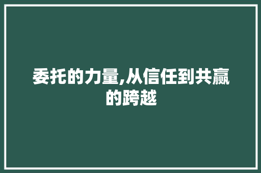 委托的力量,从信任到共赢的跨越 演讲稿