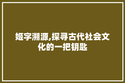 姬字溯源,探寻古代社会文化的一把钥匙 工作计划