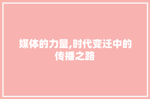 媒体的力量,时代变迁中的传播之路