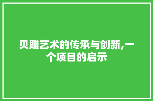 贝雕艺术的传承与创新,一个项目的启示