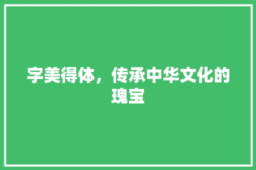 字美得体，传承中华文化的瑰宝