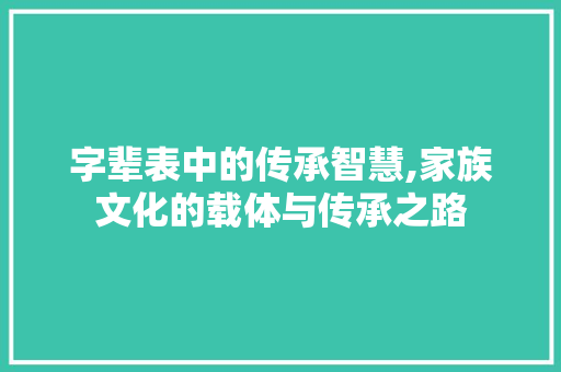 字辈表中的传承智慧,家族文化的载体与传承之路