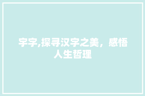 宇字,探寻汉字之美，感悟人生哲理 个人简历