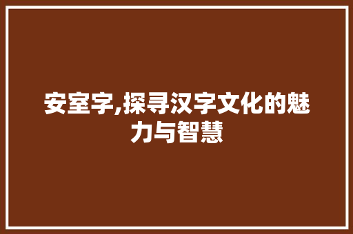 安室字,探寻汉字文化的魅力与智慧 国学经典