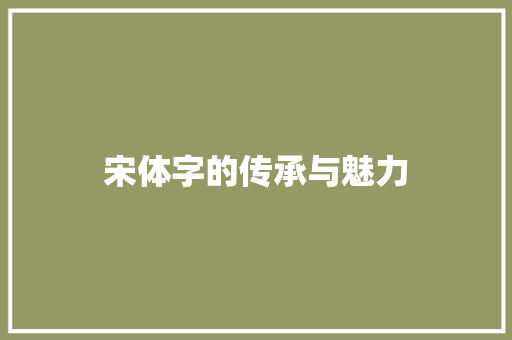 宋体字的传承与魅力 国学经典