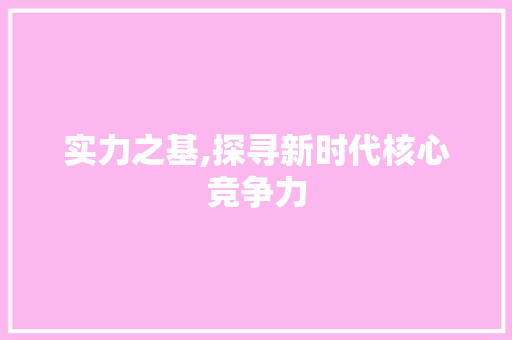 实力之基,探寻新时代核心竞争力
