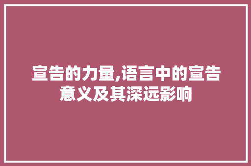 宣告的力量,语言中的宣告意义及其深远影响