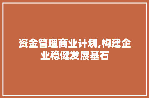 资金管理商业计划,构建企业稳健发展基石
