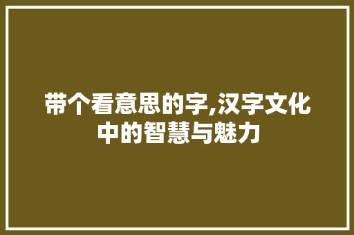 带个看意思的字,汉字文化中的智慧与魅力 诗词鉴赏