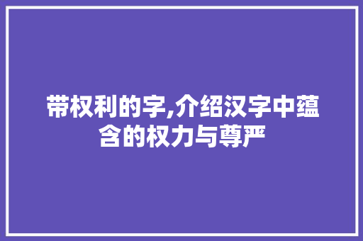 带权利的字,介绍汉字中蕴含的权力与尊严