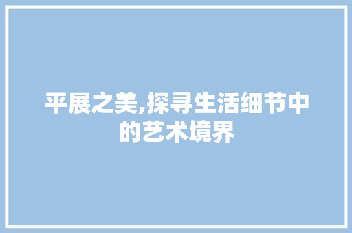 平展之美,探寻生活细节中的艺术境界 个人简历