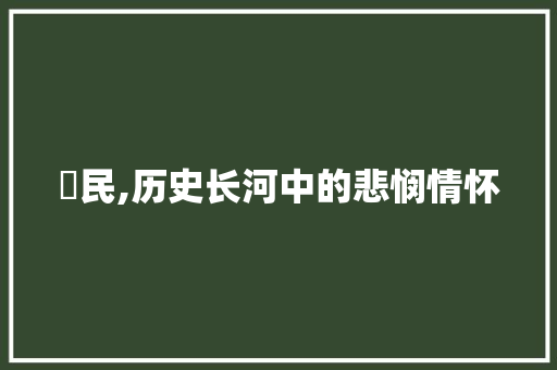弔民,历史长河中的悲悯情怀 诗词鉴赏