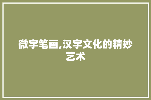 微字笔画,汉字文化的精妙艺术