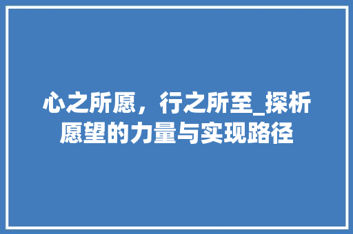 心之所愿，行之所至_探析愿望的力量与实现路径