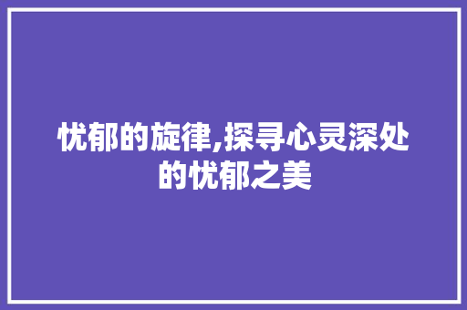 忧郁的旋律,探寻心灵深处的忧郁之美