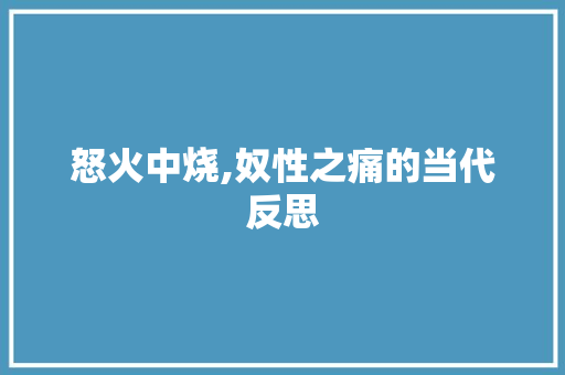 怒火中烧,奴性之痛的当代反思