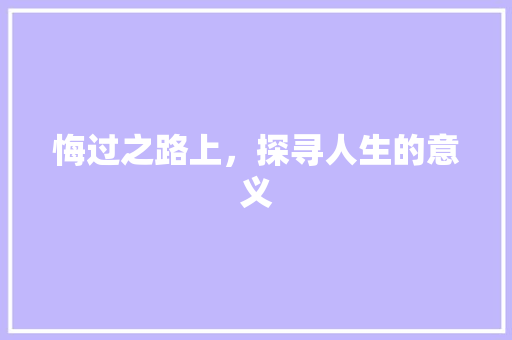 悔过之路上，探寻人生的意义 个人简历