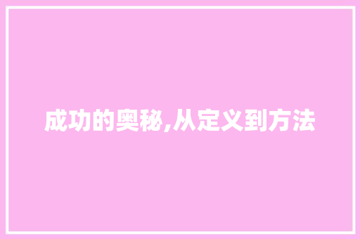 成功的奥秘,从定义到方法
