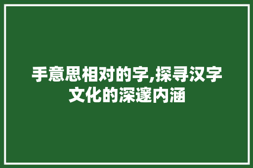 手意思相对的字,探寻汉字文化的深邃内涵