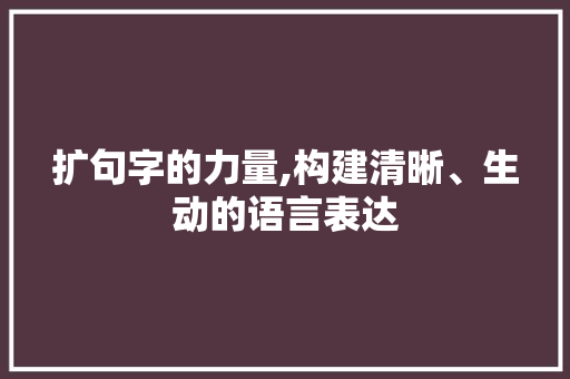 扩句字的力量,构建清晰、生动的语言表达 国学经典