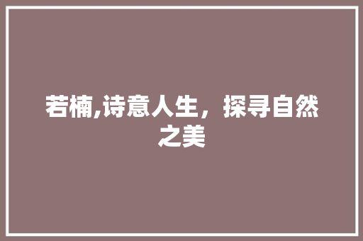 若楠,诗意人生，探寻自然之美