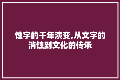 蚀字的千年演变,从文字的消蚀到文化的传承