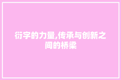 衍字的力量,传承与创新之间的桥梁