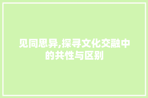 见同思异,探寻文化交融中的共性与区别