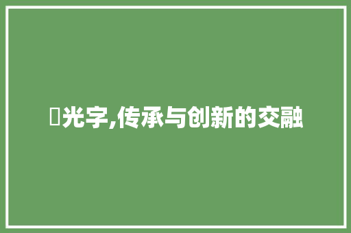 譜光字,传承与创新的交融