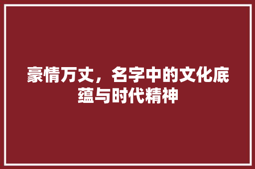 豪情万丈，名字中的文化底蕴与时代精神